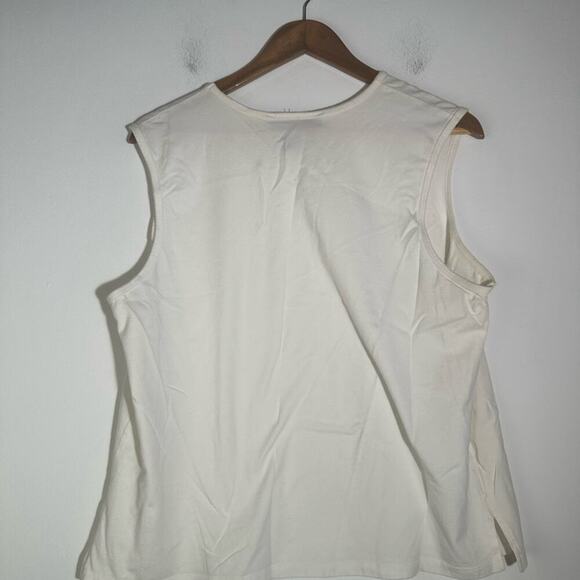 Susan Graver White Tank Top with Textured V-Neck - Picture 3 of 3